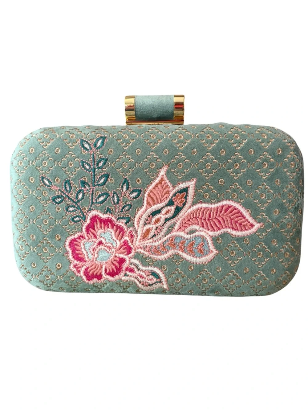 Spartina 449 Miniaudiere Embroidered Floral Velvet Box Clutch
